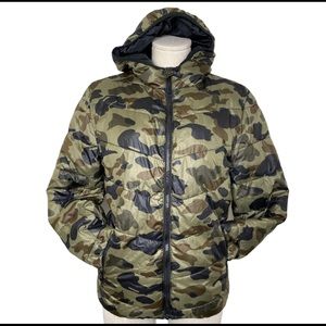 Divided Women’s Camo Hooded Zip Up Jacket Reversible Puffer Jacket S